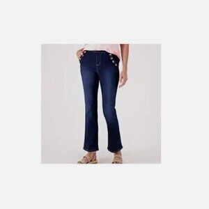 Belle Kim Gravel Primabelle Beaded Slim Strght Jean-Dk Indigo-Petite 32-A624943